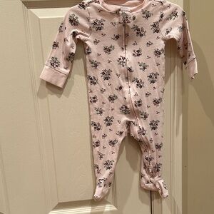 Little Me Pink Floral Zip-Front Footed One-Piece